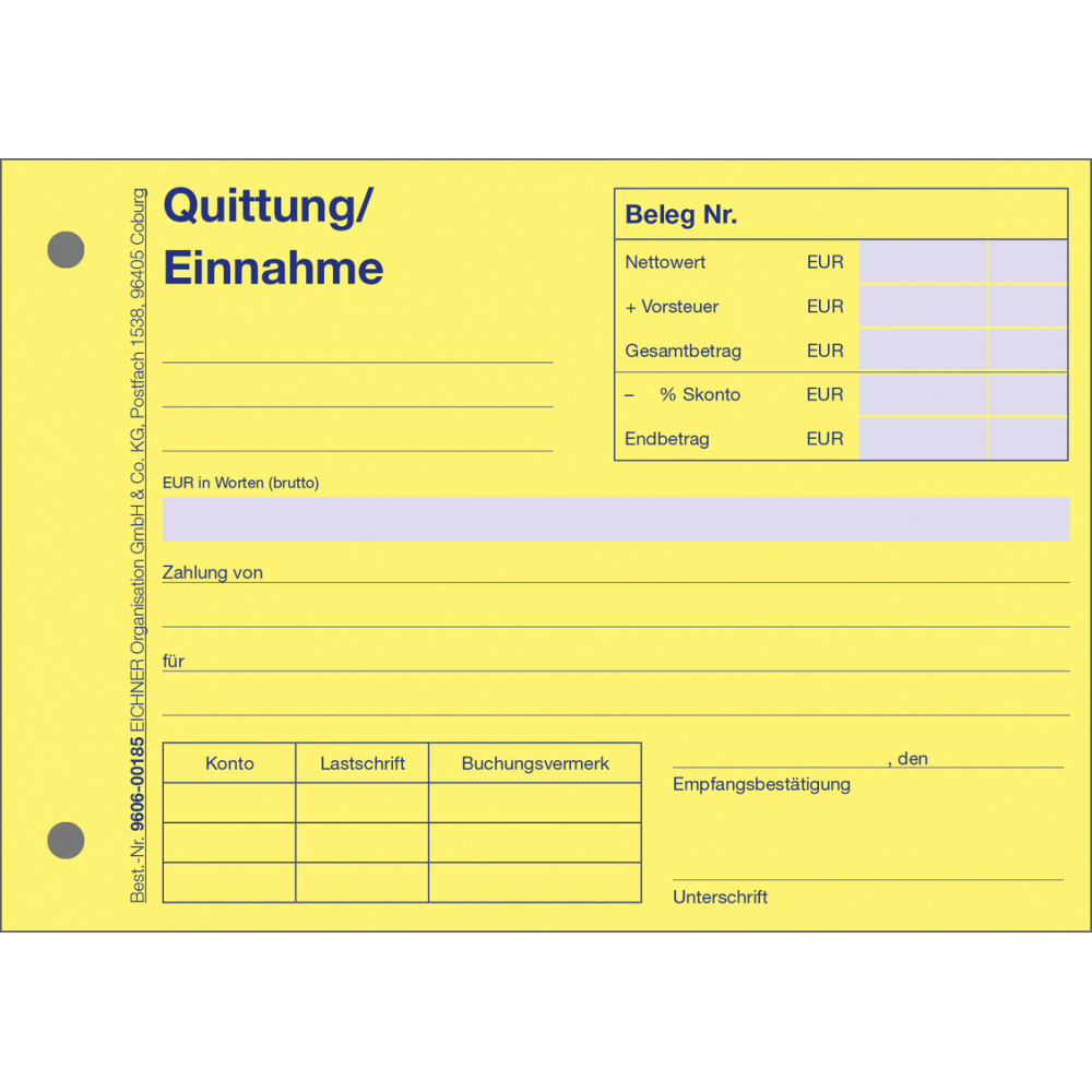 Quittungsbeleg Einnahme