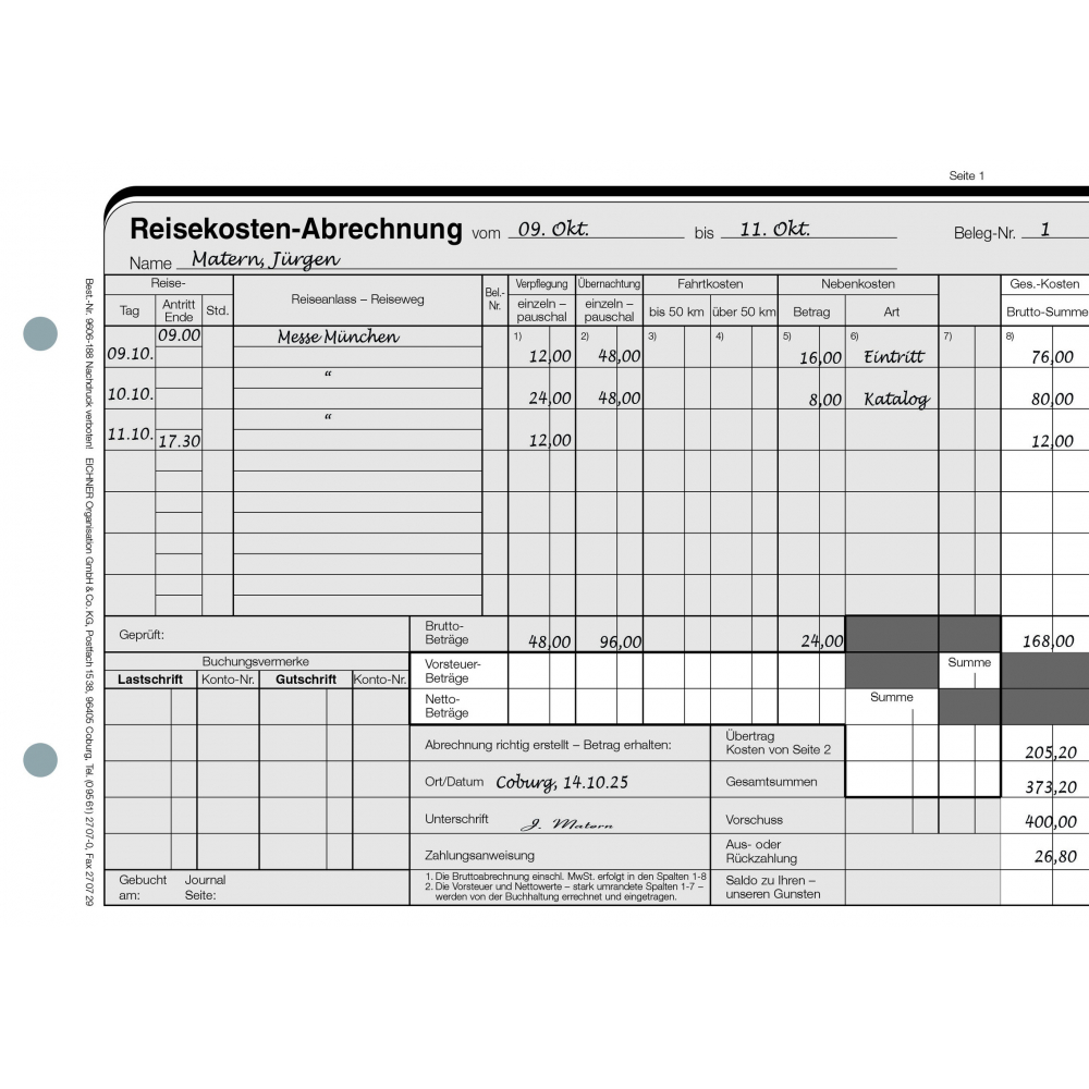 Reisekosten-Abrechnung