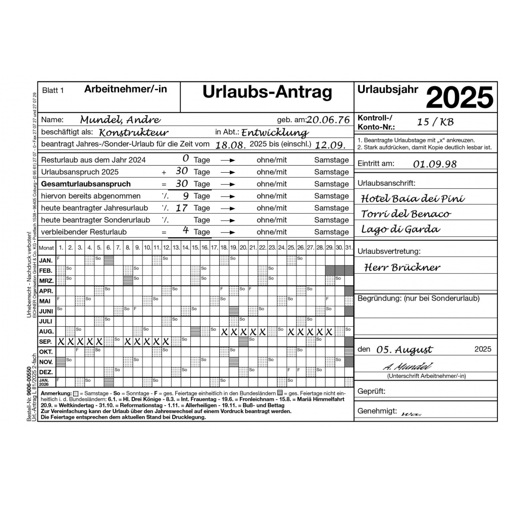 Urlaubs-Antrag für 2025
