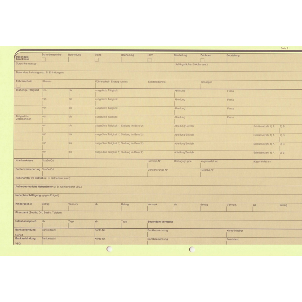 Personalstammkarte DIN A4