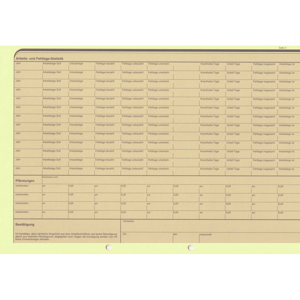 Personalstammkarte DIN A4