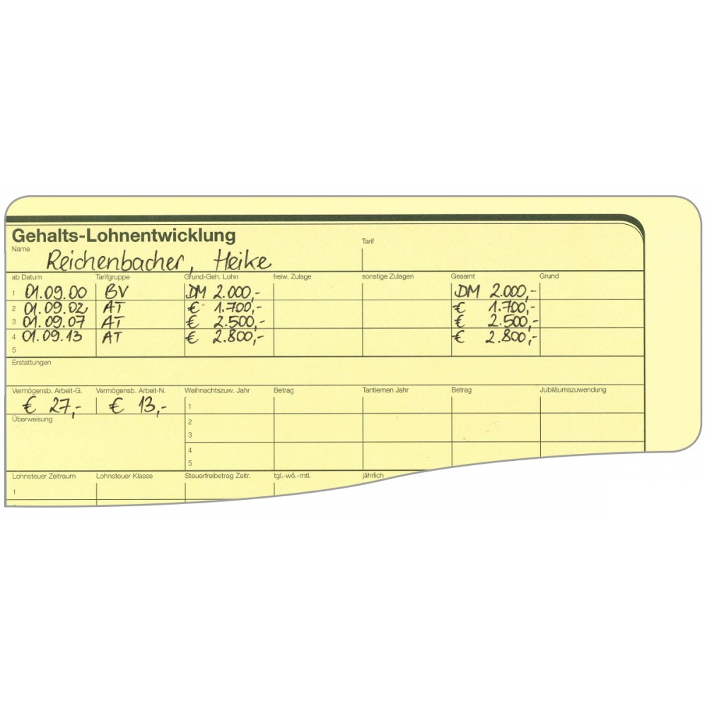 Personalstammkarte, DIN A5