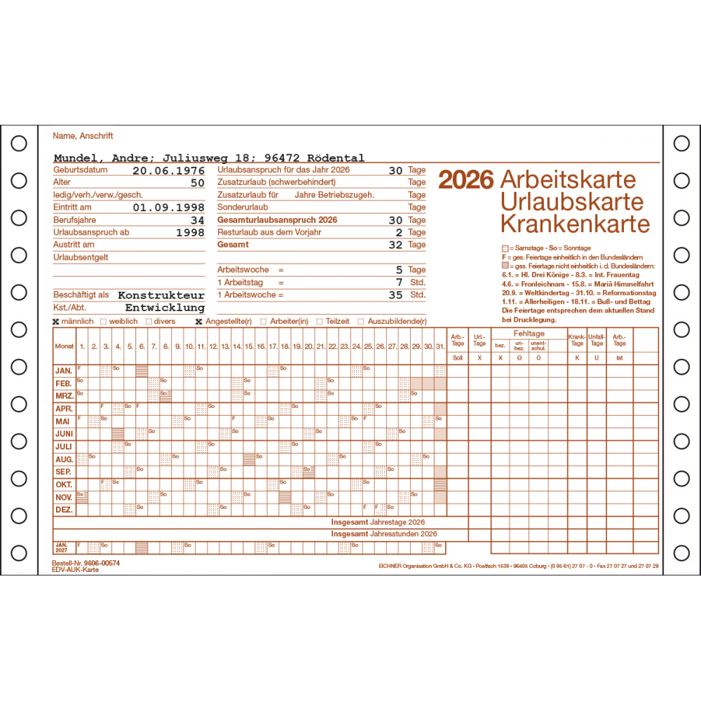 AUK-Karte für Drucker für 2026